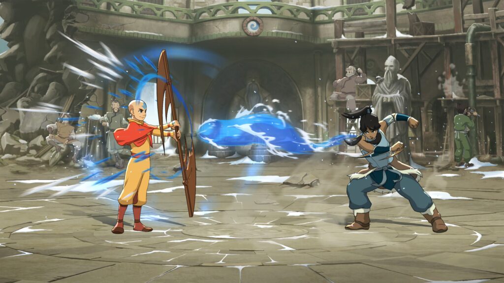 Aang en Korra vechten tegen elkaar in Avatar Legends: The Fighting Game